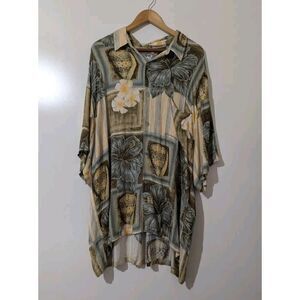 JAMS World Vintage Classic ARIEL KHAKI Design Hawaiian Shirt Size XXL 2XL